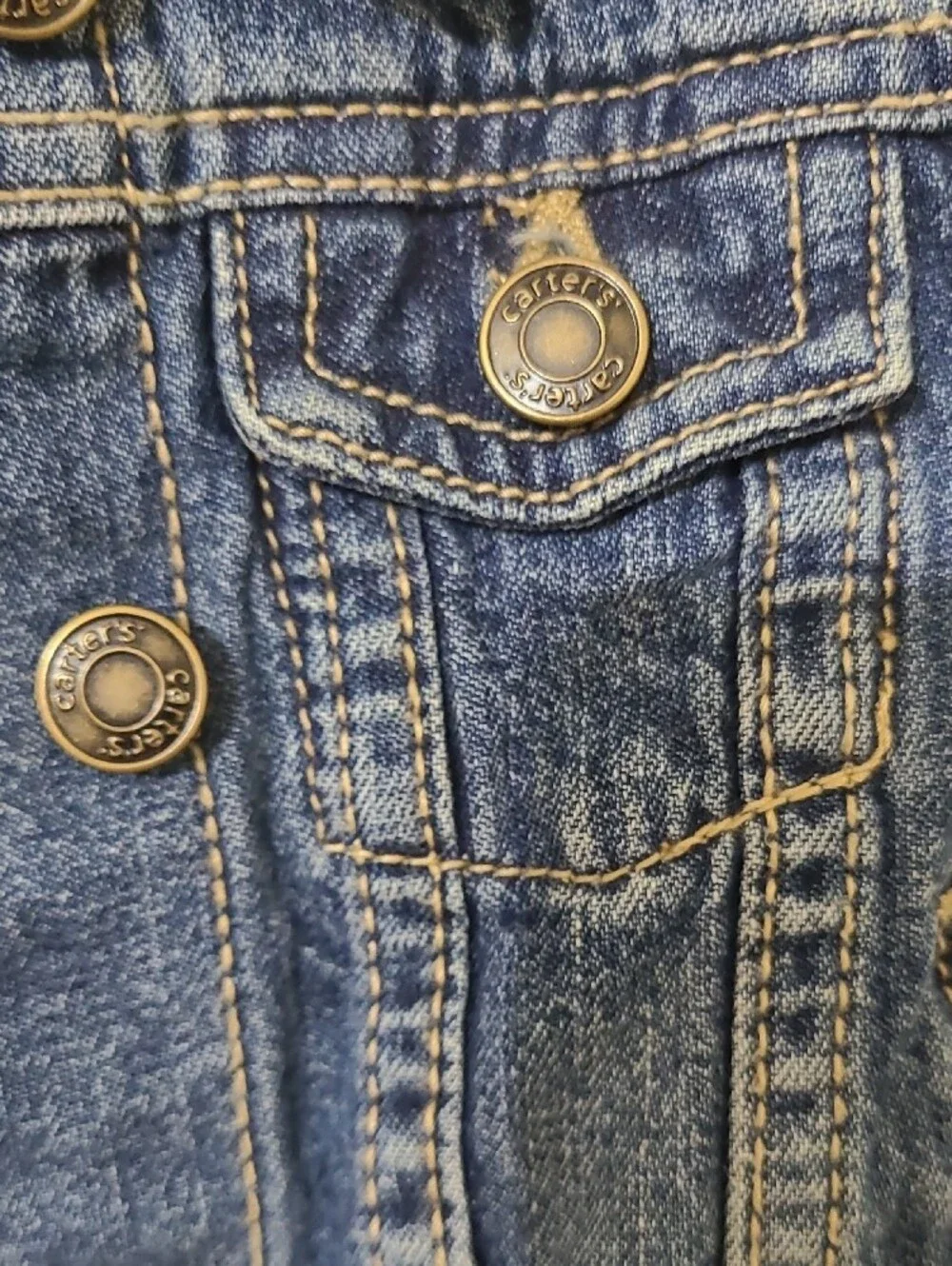 Carter's Kids Denim Blue Jean Button Up Trucker Jacket 100% Cotton - Size 12M